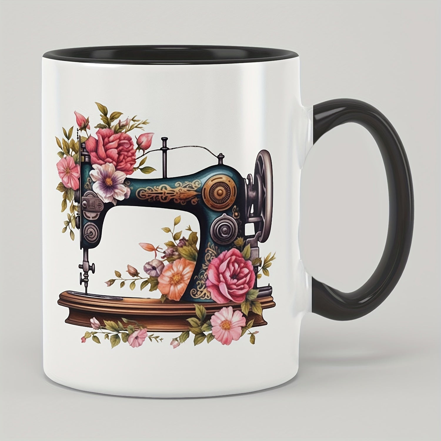 Tailorly Black Accent 11 oz Mug - vintage sewing machine