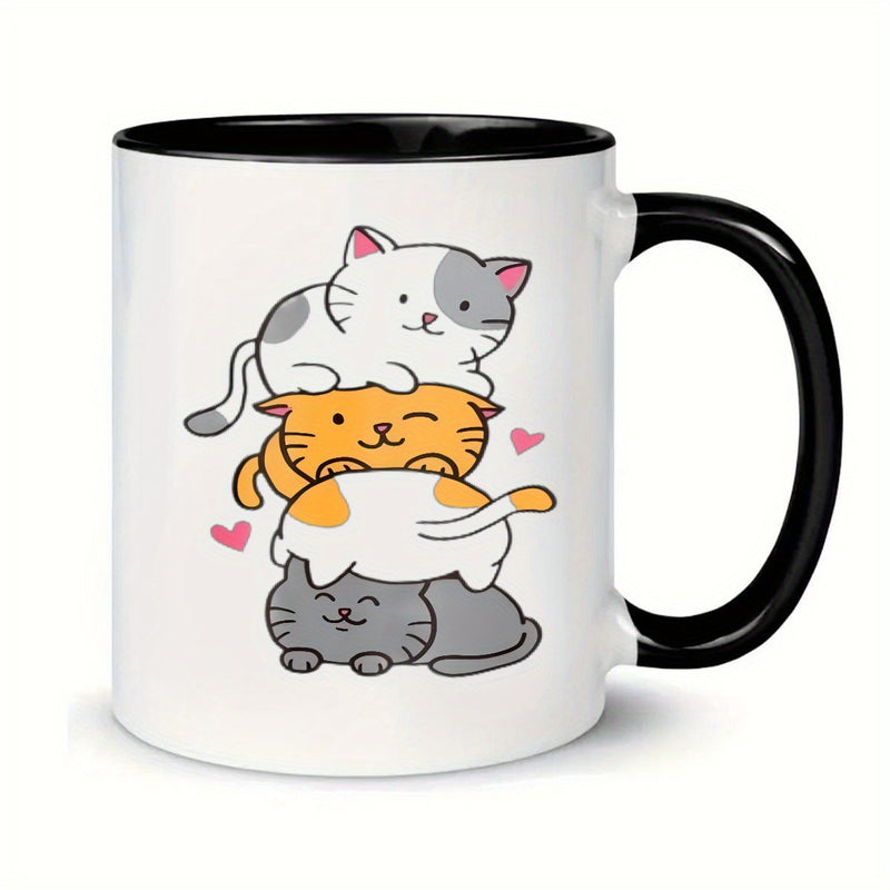 Tailorly Black Accent 11 oz Mug - cute cat print