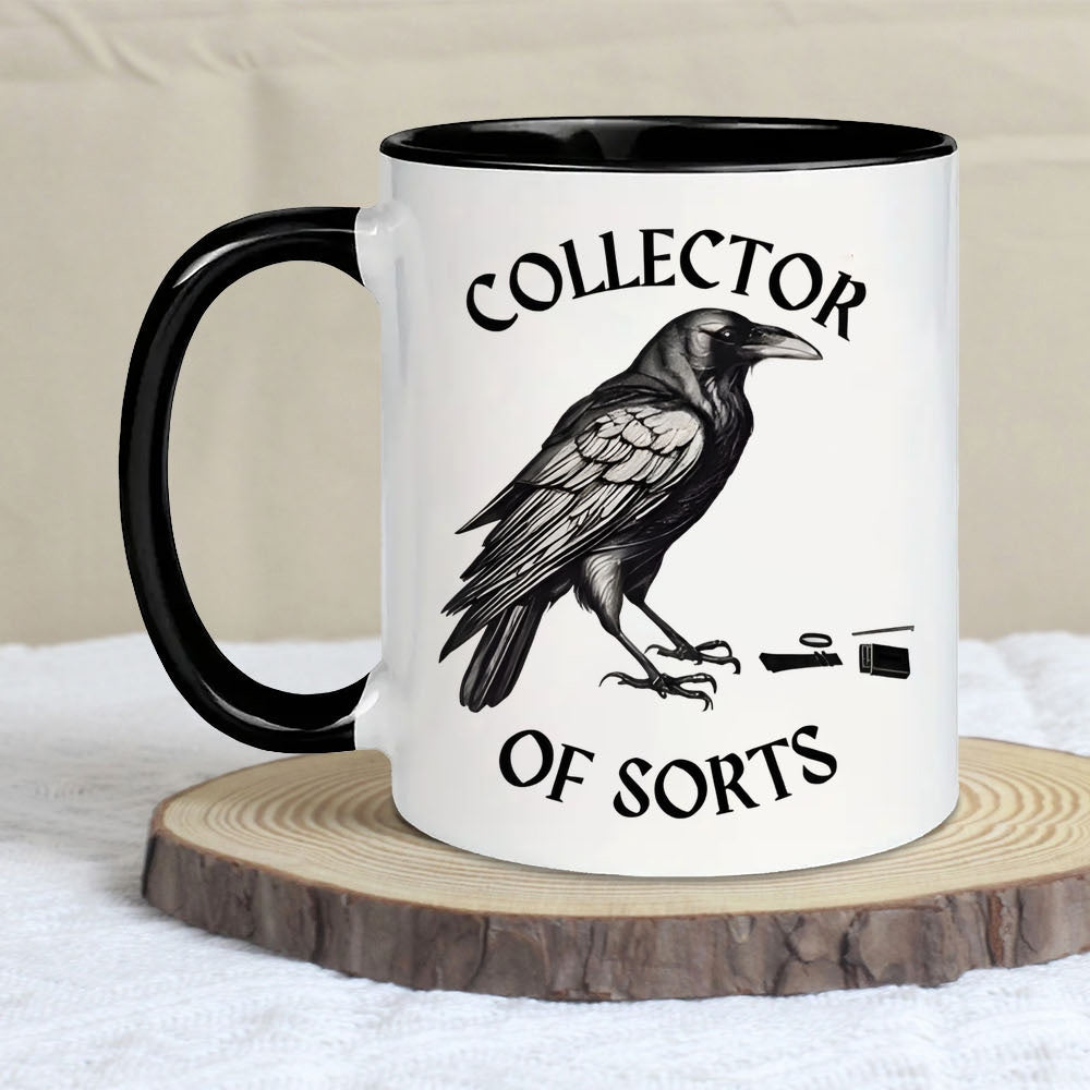 Tailorly Black Accent 11 oz Mug - crow collector design