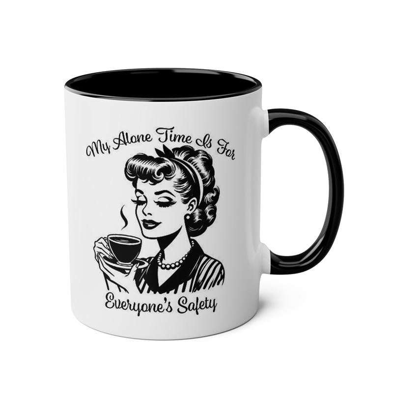 Tailorly Black Accent 11 oz Mug - vintage inspired humorous quote retro female design