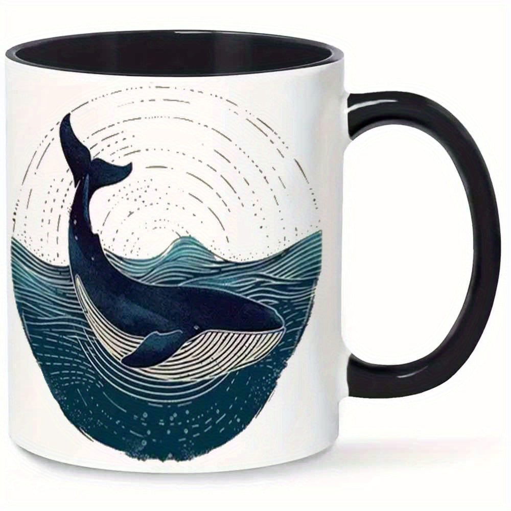 Tailorly Black Accent 11 oz Mug - 3d whale shape