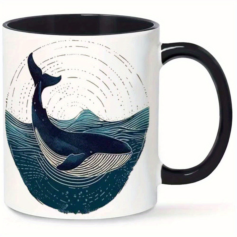 Tailorly Black Accent 11 oz Mug - 3d whale shape