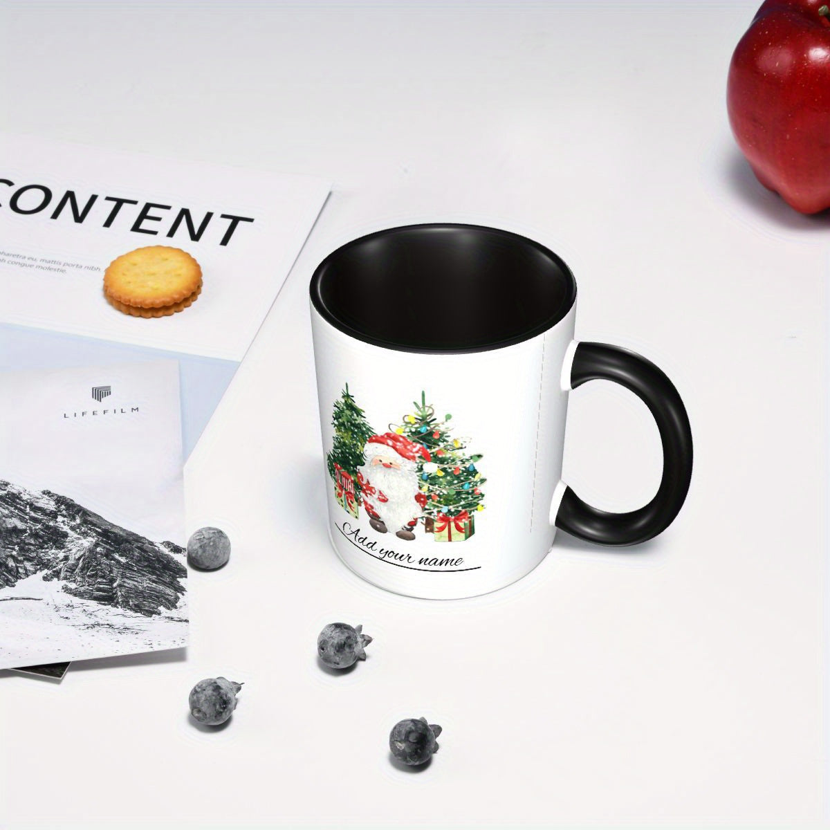 Tailorly Black Accent 11 oz Mug - item picture 1pc personalized christmas ceramic mug 11oz insulated coffee cup with custom name reusable holiday gift
