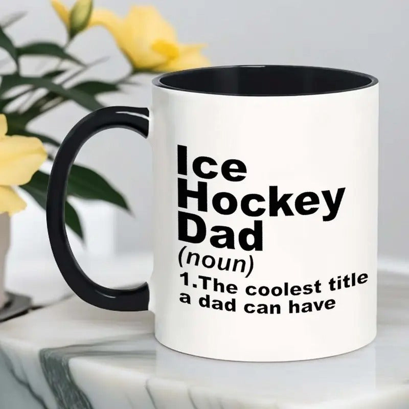 Tailorly Black Accent 11 oz Mug - ice hockey dad text