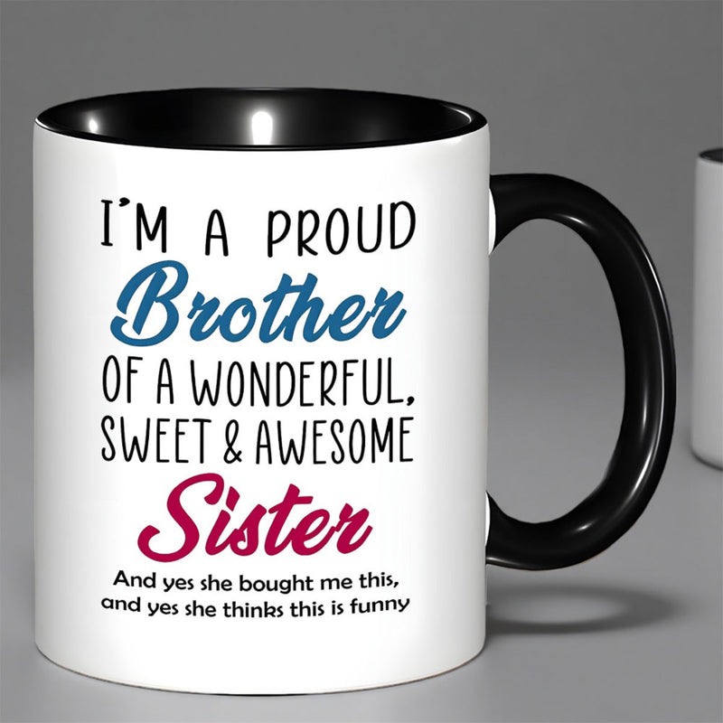 Tailorly Black Accent 11 oz Mug - brother mugs gifts for brothers sibling gifts family gifts new years and valentines day for brothers ceramic