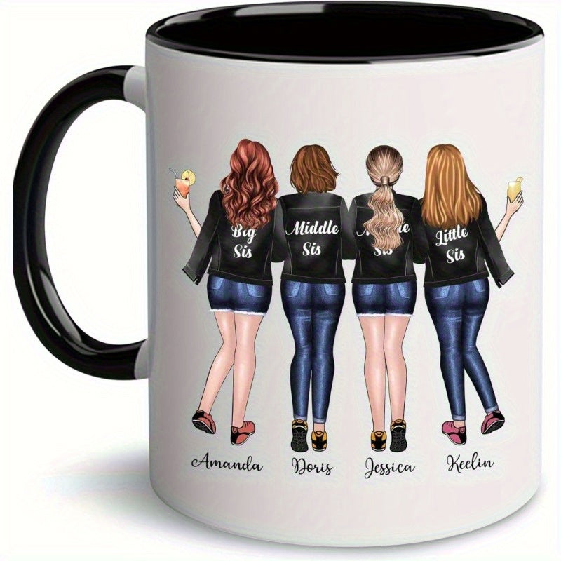 Tailorly Black Accent 11 oz Mug - personalized sisters cup with profile and name