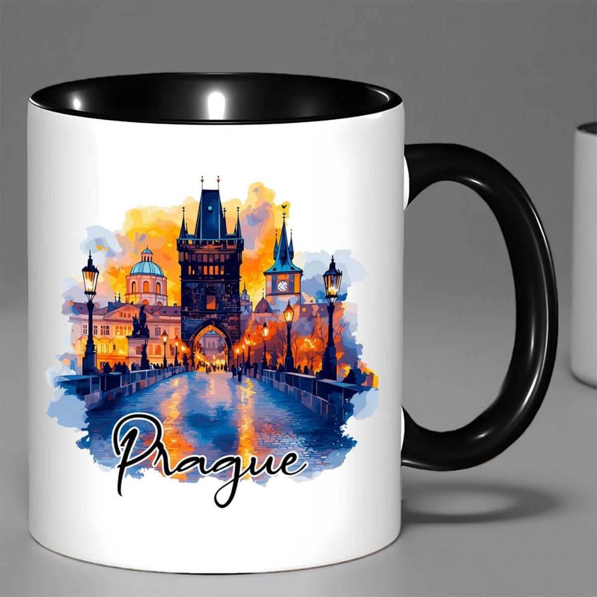 Tailorly Black Accent 11 oz Mug - Charles St Cathedral from Czech Republic