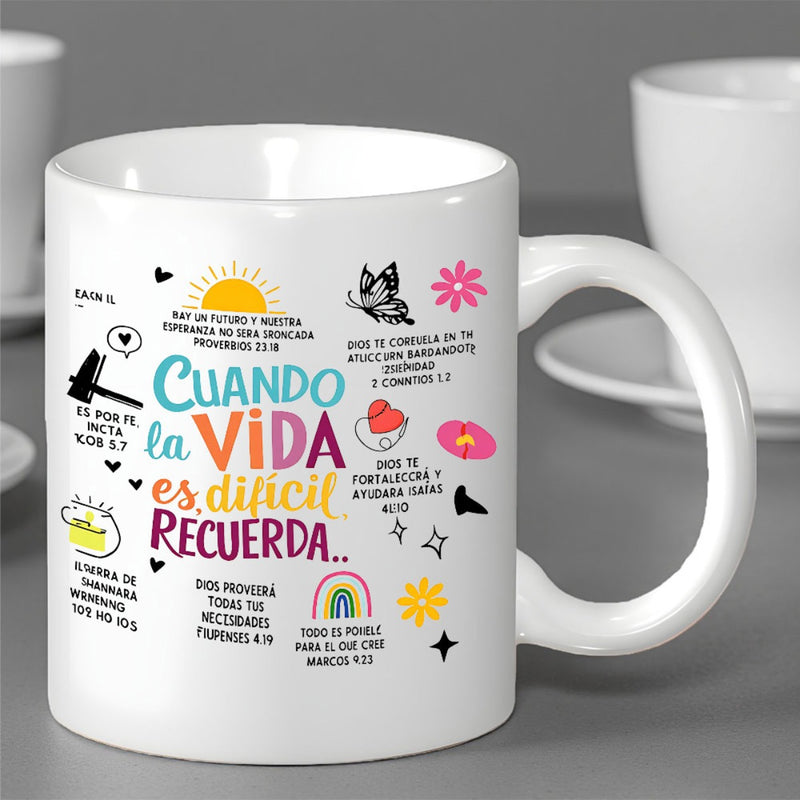 Tailorly White Ceramic 11 oz Mug - Vibrant Colorful Motivational Quotes With Radiant Sun And Cheerful Rainbow Mug