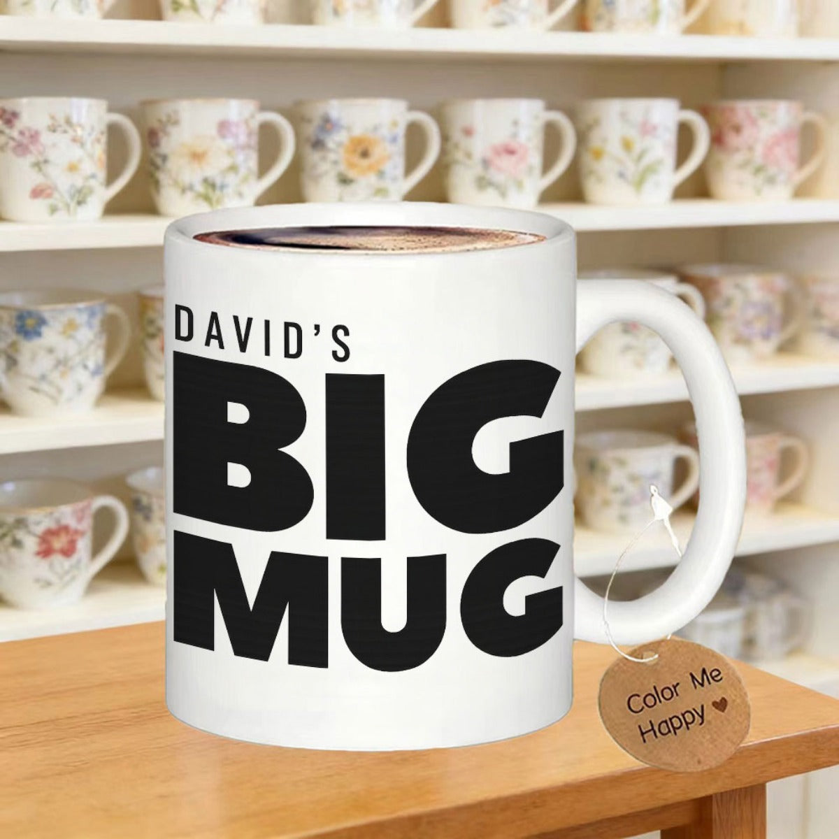 Tailorly White Ceramic 11 oz Mug - Davids Big Mug Minimalist Bold Black Typography Printed On A Clean Smooth Surface Mug