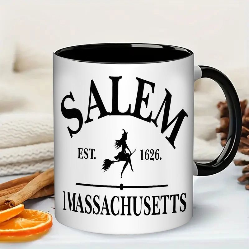 Tailorly Black Accent 11 oz Mug - salem witch design