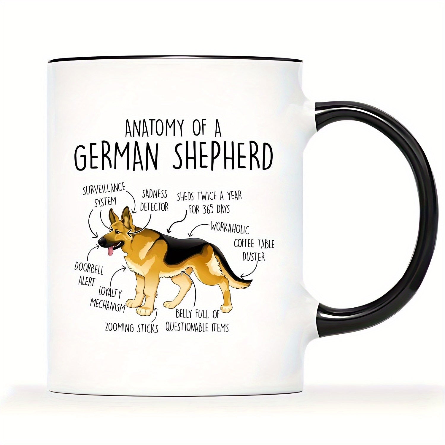 Tailorly Black Accent 11 oz Mug - german shepherd anatomy print