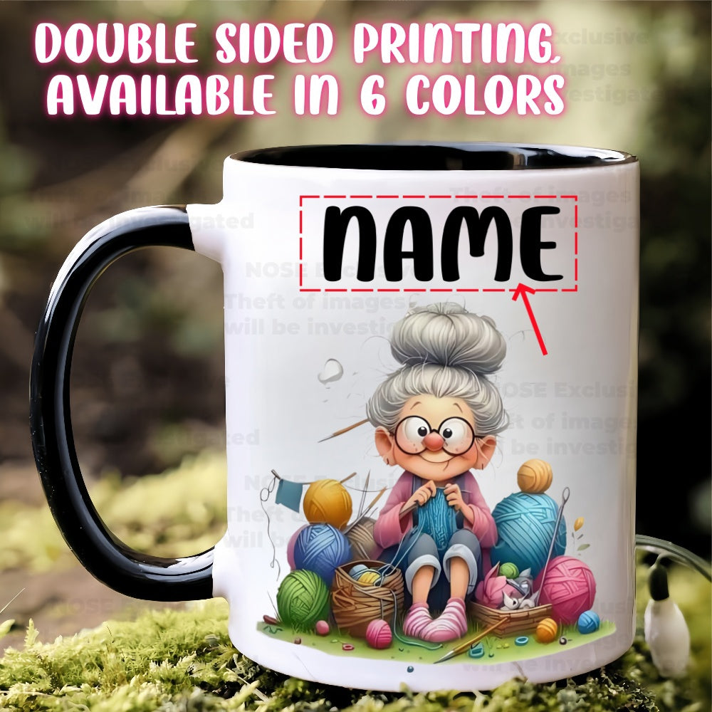Tailorly Black Accent 11 oz Mug - colorful yarn design