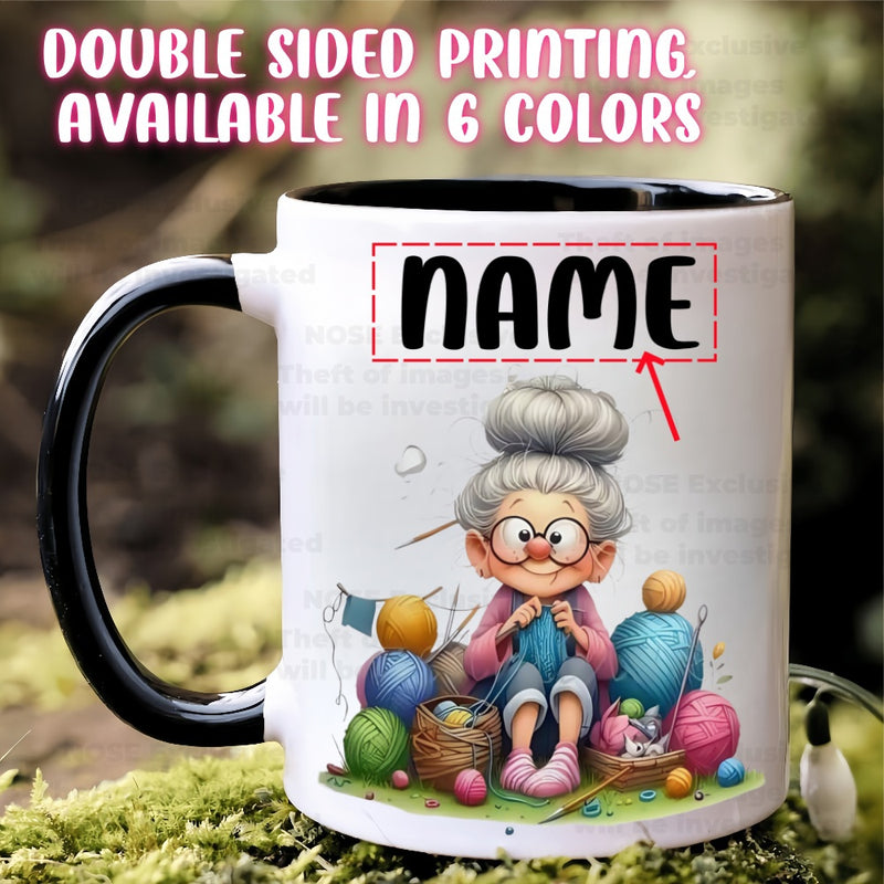 Tailorly Black Accent 11 oz Mug - colorful yarn design