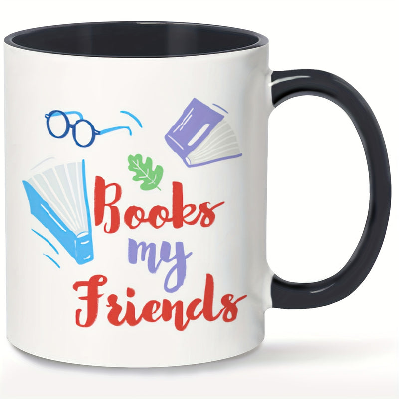Tailorly Black Accent 11 oz Mug - whimsical book bookworm design