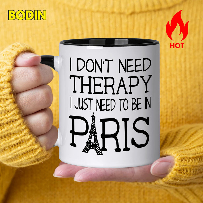 Tailorly Black Accent 11 oz Mug - i dont paris featuring a tea cup