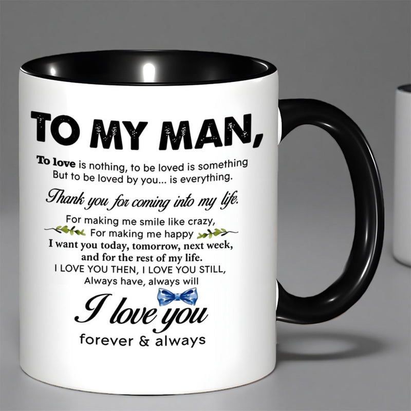 Tailorly Black Accent 11 oz Mug - item picture to my for man ceramic coffee mug gift mug with no durable reusable ceramic cup for boyfriend girlfriend