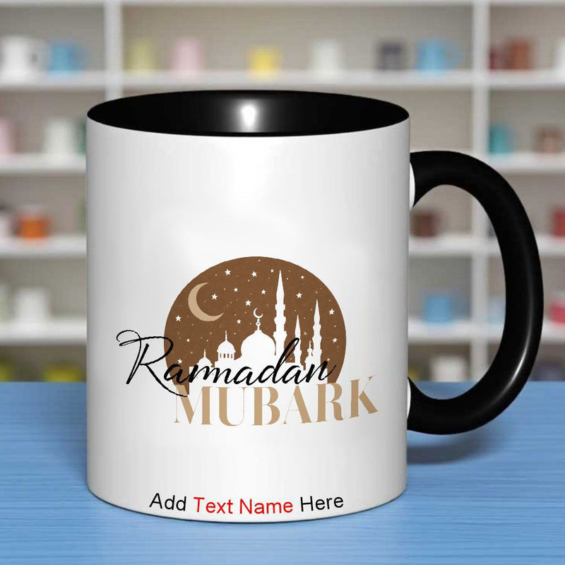 Tailorly Black Accent 11 oz Mug - personalized ramadan mubarak text and islamic art