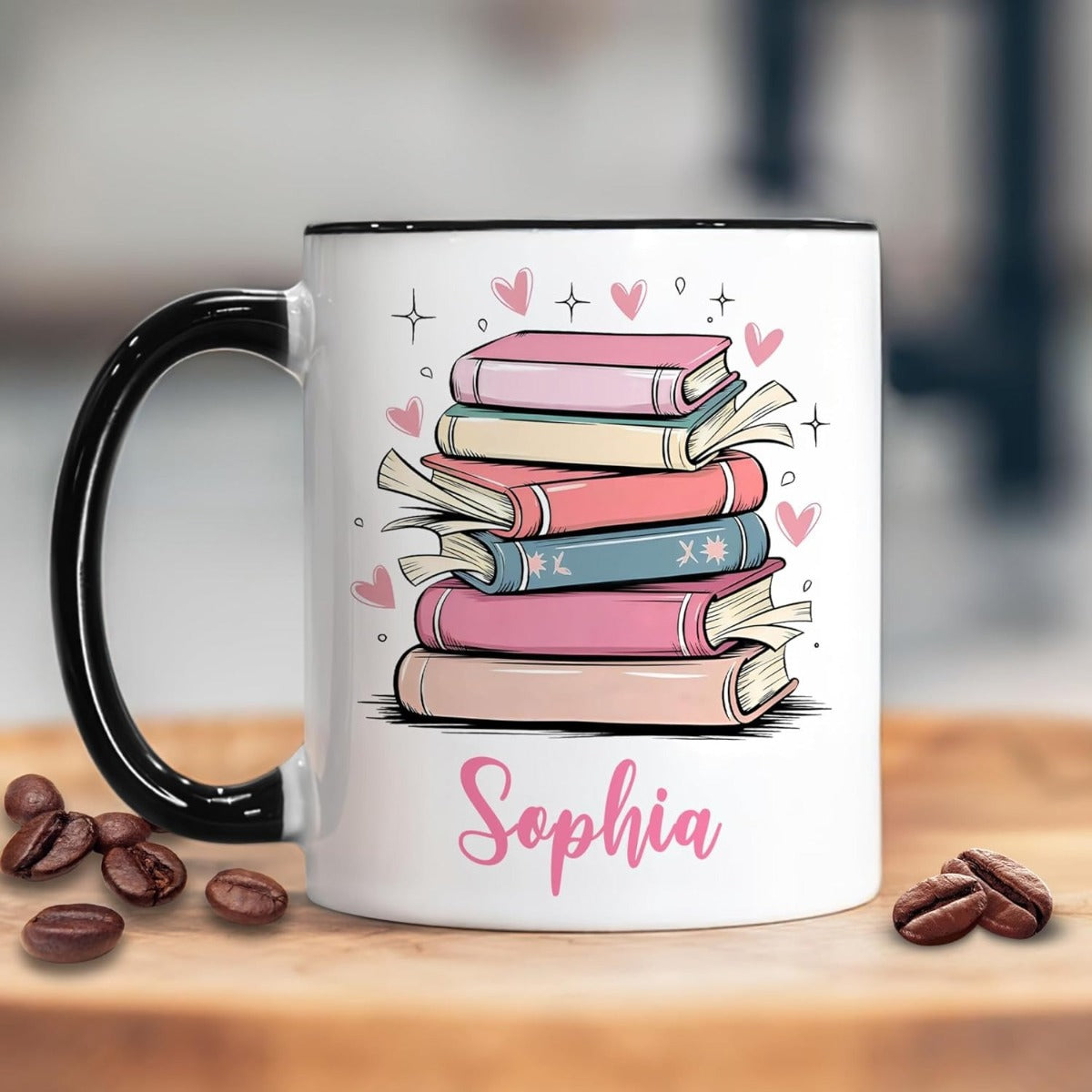 Tailorly Black Accent 11 oz Mug - personalized dream custom name today is to read design pink