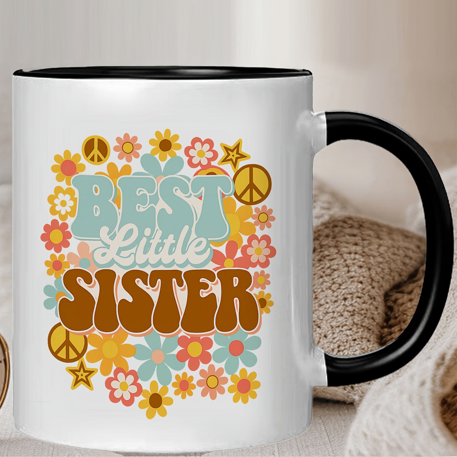 Tailorly Black Accent 11 oz Mug - best little sister