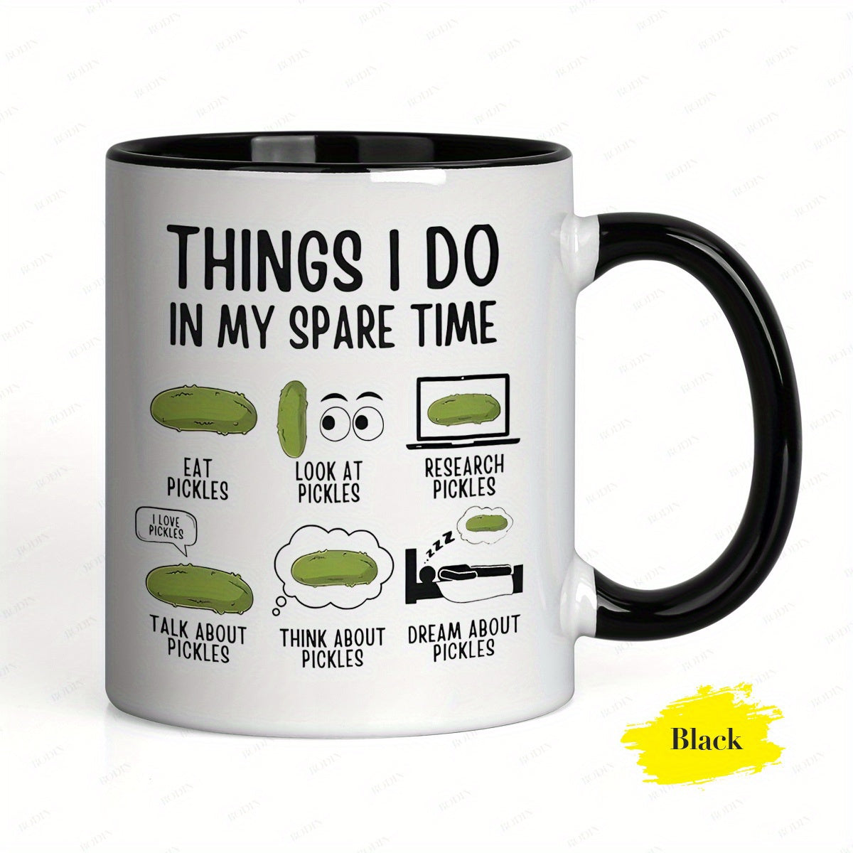 Tailorly Black Accent 11 oz Mug - humorous pickle themed design