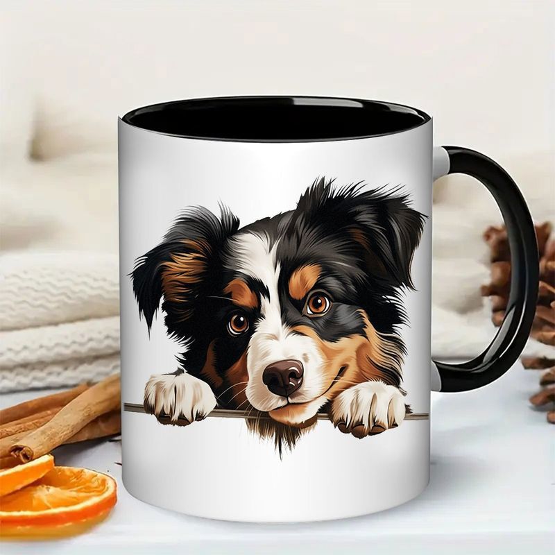 Tailorly Black Accent 11 oz Mug - cute dog illustration