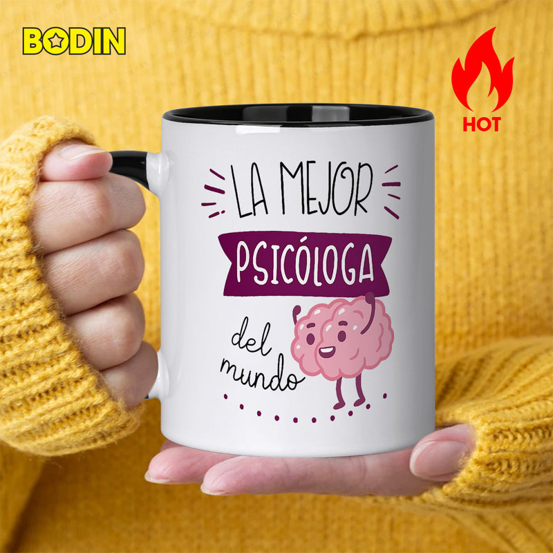 Tailorly Black Accent 11 oz Mug - the best psychologist with brain diagram