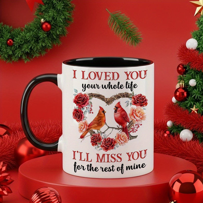 Tailorly Black Accent 11 oz Mug - romantic rose with "I love you" quote