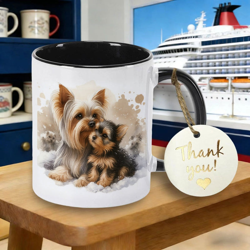 Tailorly Black Accent 11 oz Mug - yorkshire terrier dog mom logo