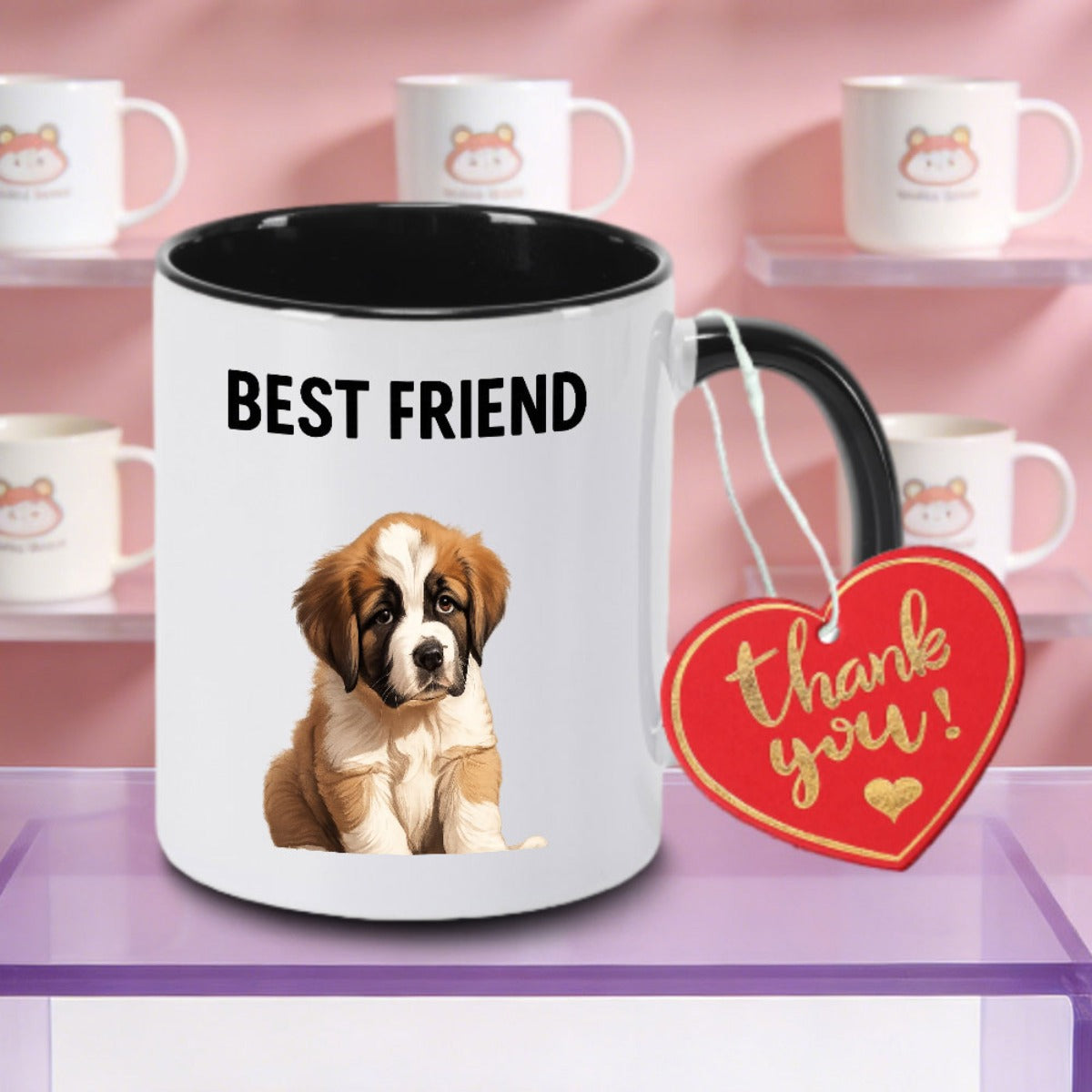 Tailorly Black Accent 11 oz Mug - Dog with Adorable Puppy Design Logo