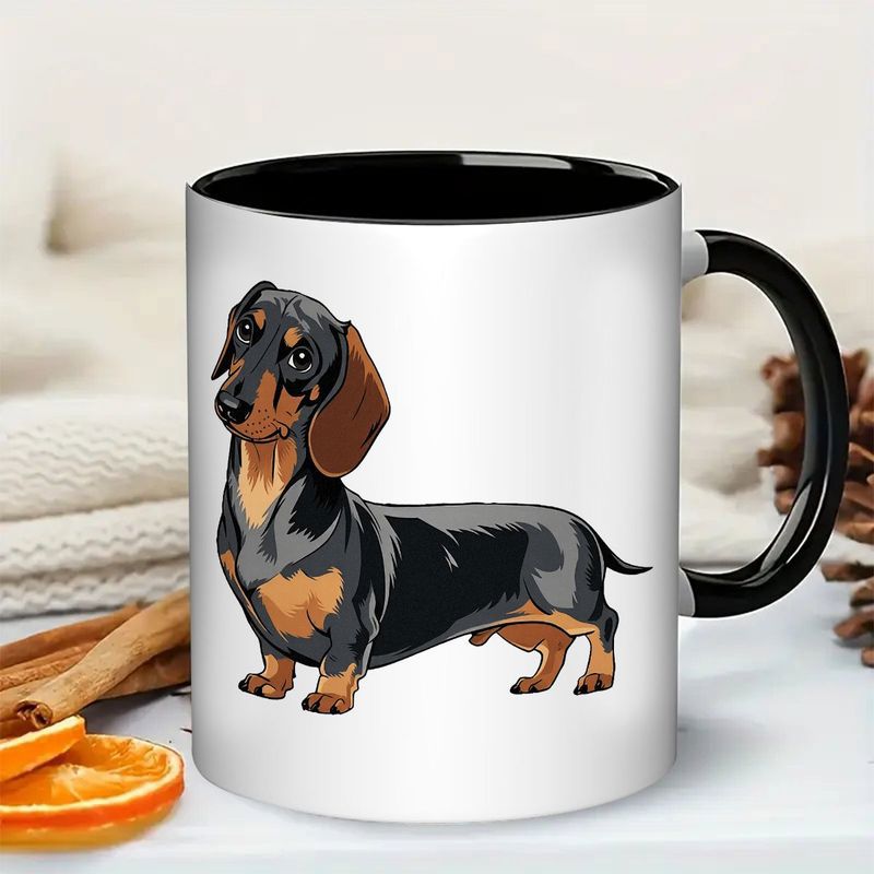 Tailorly Black Accent 11 oz Mug - cute dachshund