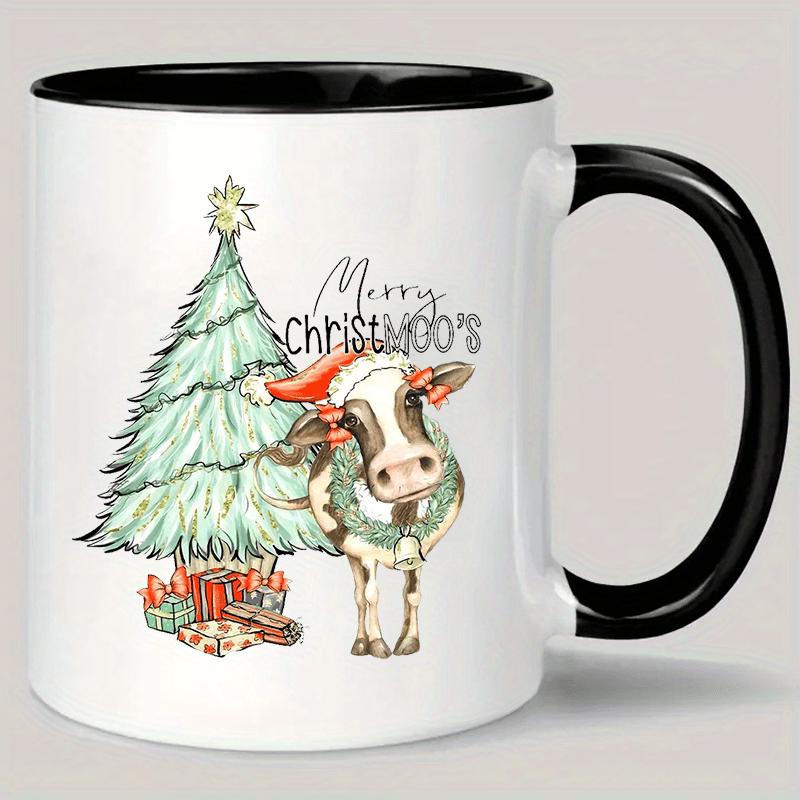 Tailorly Black Accent 11 oz Mug - christmas cow presents