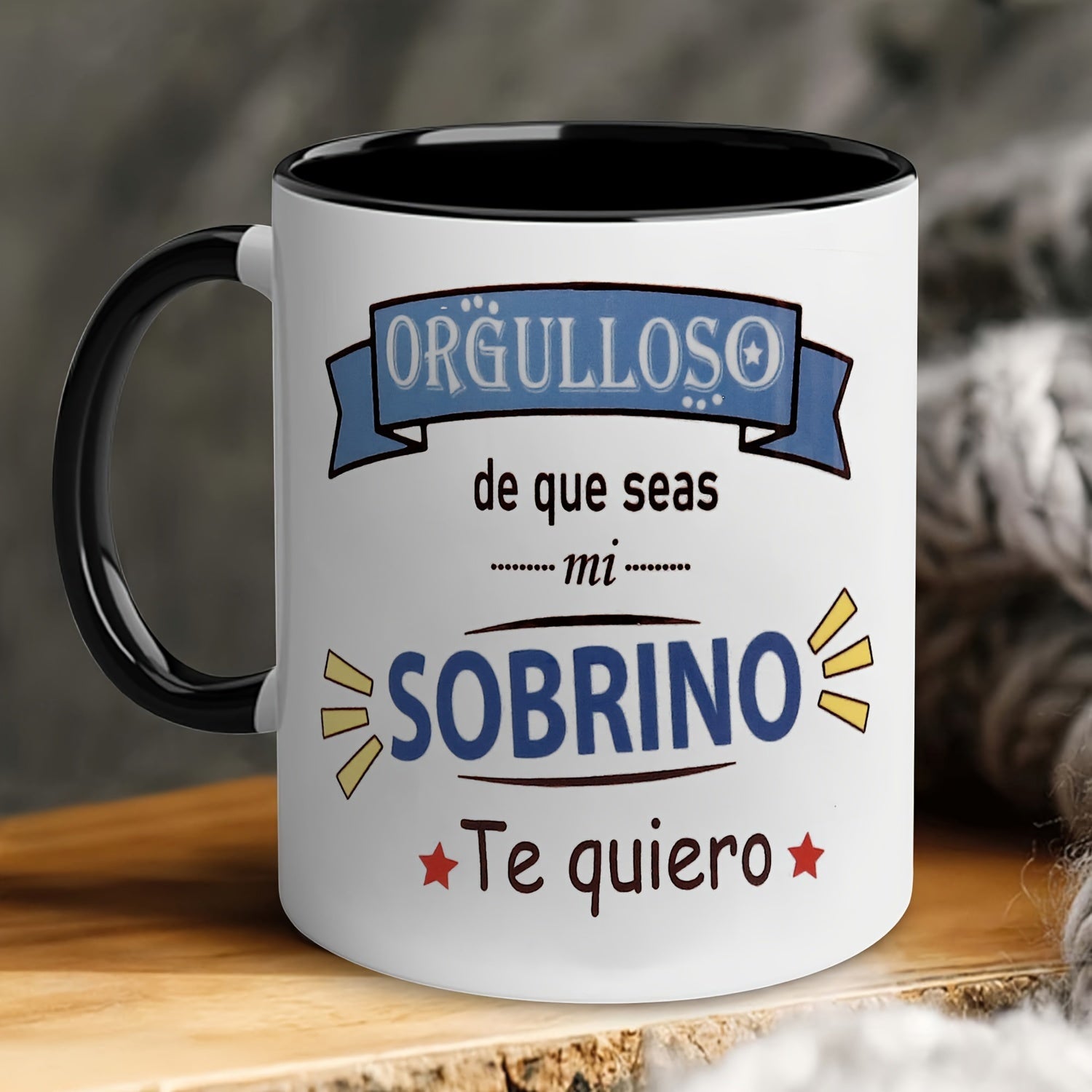 Tailorly Black Accent 11 oz Mug - spanish inspired ceramic mug 11 1 oz 330 ml message coffee cup for nephew wide mouth design ideal for christmas new