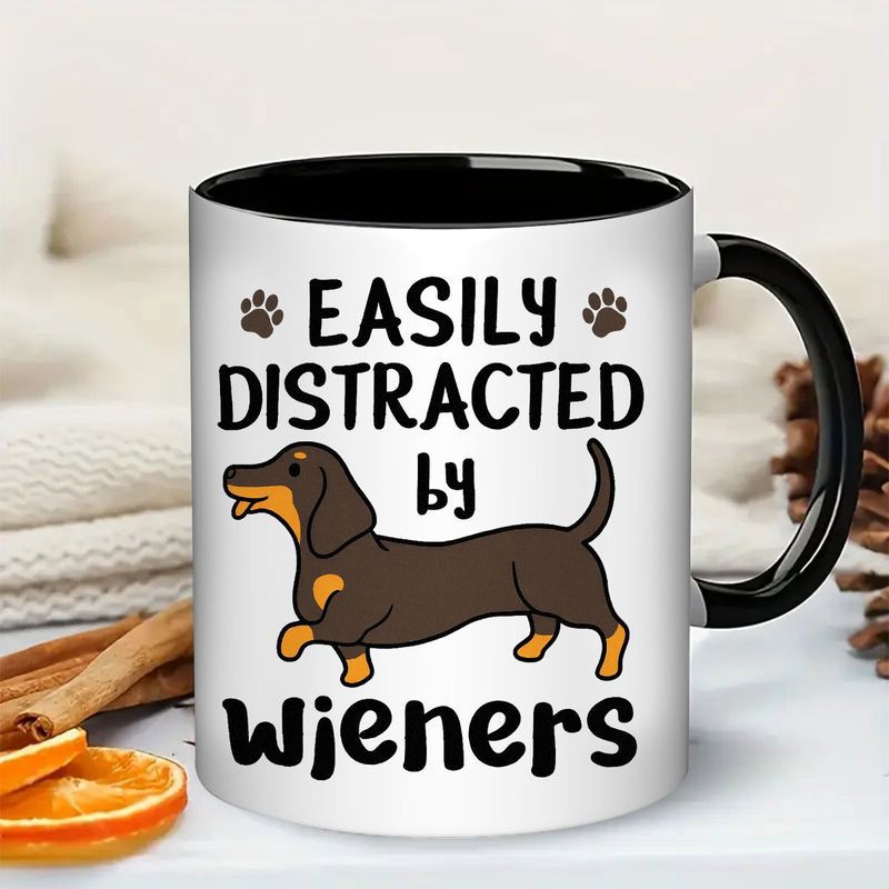Tailorly Black Accent 11 oz Mug - funny dachshund