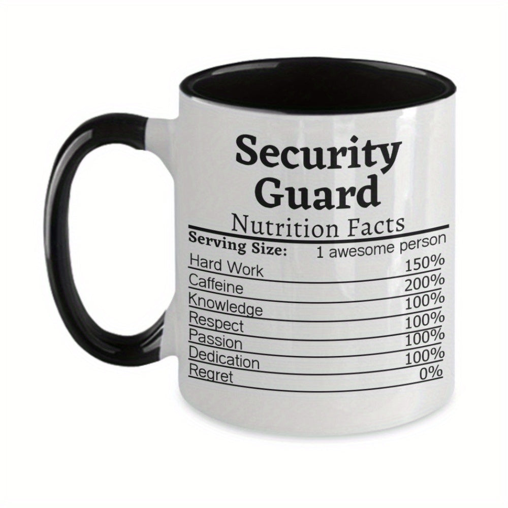 Tailorly Black Accent 11 oz Mug - security guard appreciation with nutrition facts design