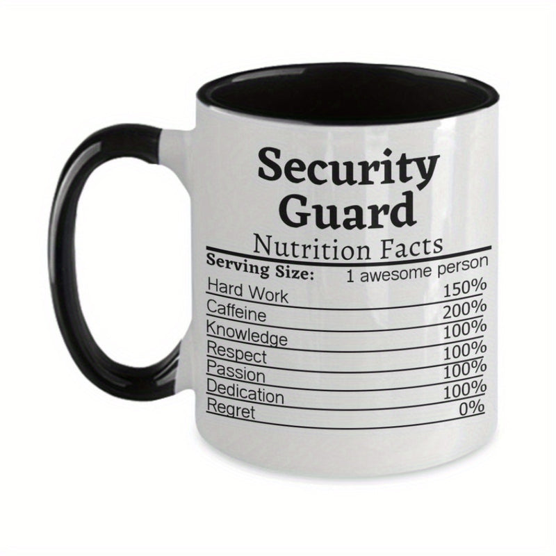 Tailorly Black Accent 11 oz Mug - security guard appreciation with nutrition facts design