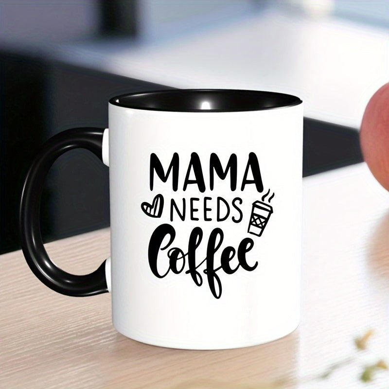 Tailorly Black Accent 11 oz Mug - mama needs coffee text