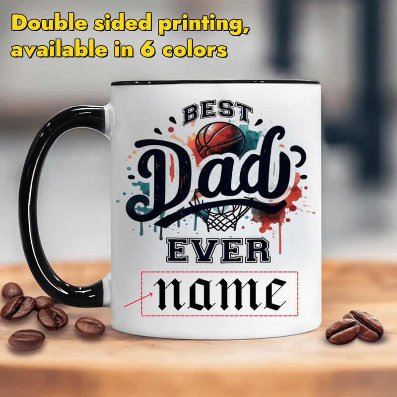 Tailorly Black Accent 11 oz Mug - best dad ever basketball