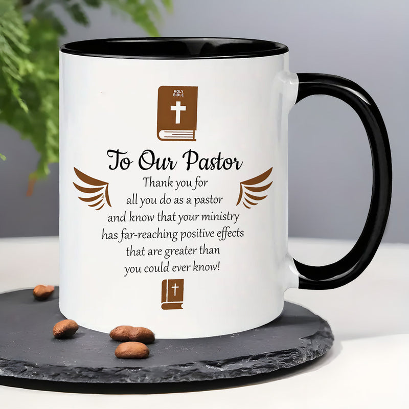 Tailorly Black Accent 11 oz Mug - thank elegant christian gift for ministers pastors church staff