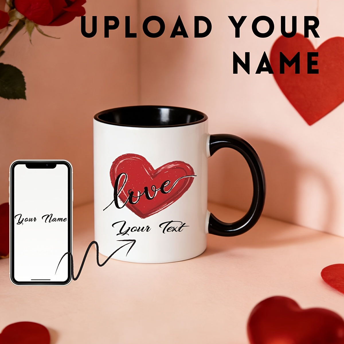 Tailorly Black Accent 11 oz Mug - personalized text