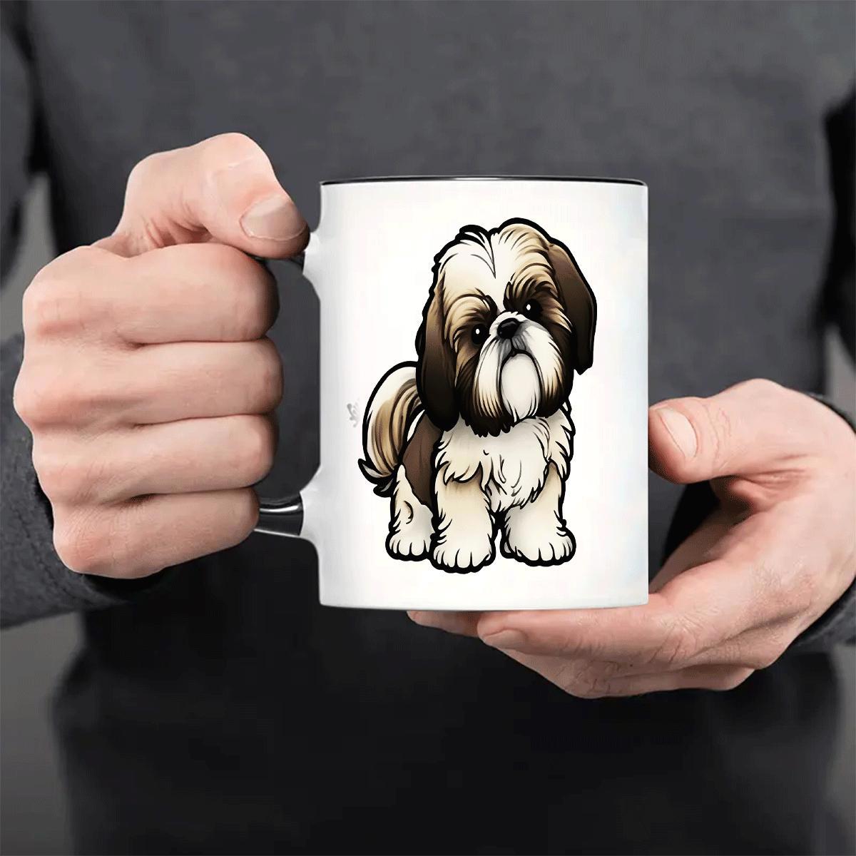 Tailorly Black Accent 11 oz Mug - funny shih tzu illustration