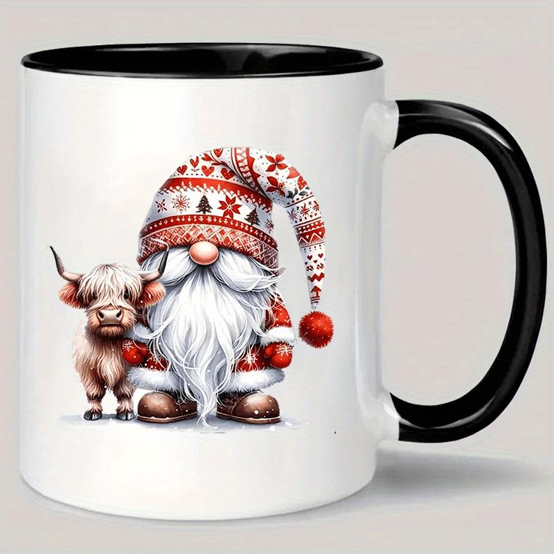 Tailorly Black Accent 11 oz Mug - christmas gnome cow