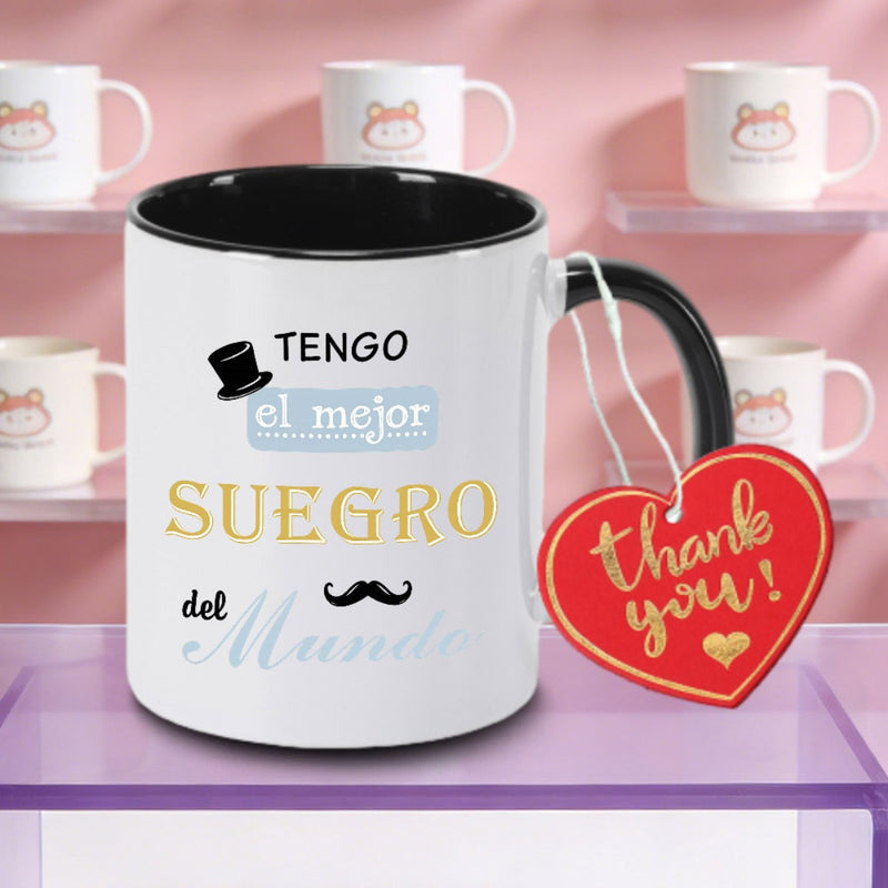 Tailorly Black Accent 11 oz Mug - Spanish Lettering "Suegro"