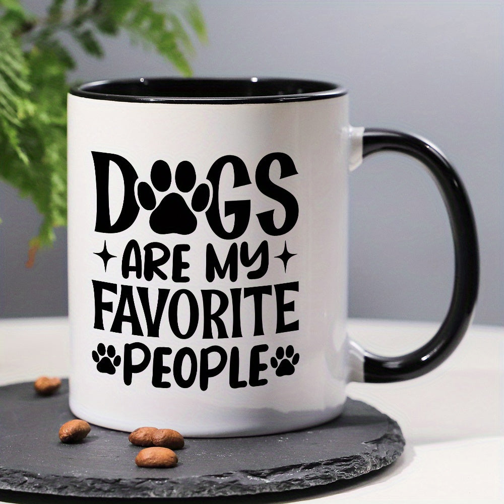 Tailorly Black Accent 11 oz Mug - paw print with dogs are people
