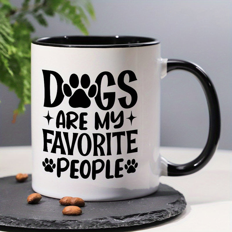 Tailorly Black Accent 11 oz Mug - paw print with dogs are people