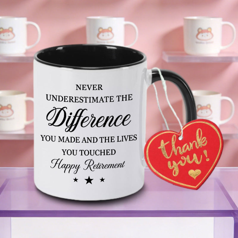 Tailorly Black Accent 11 oz Mug - Happy Retirement Gifts for Men Women Letter Print