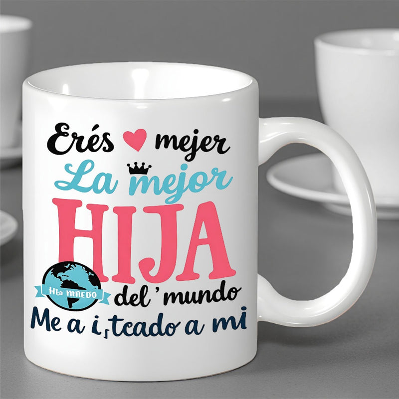 Tailorly White Ceramic 11 oz Mug - Elegant With Colorful Graphic Text Symbols Personalized Mug
