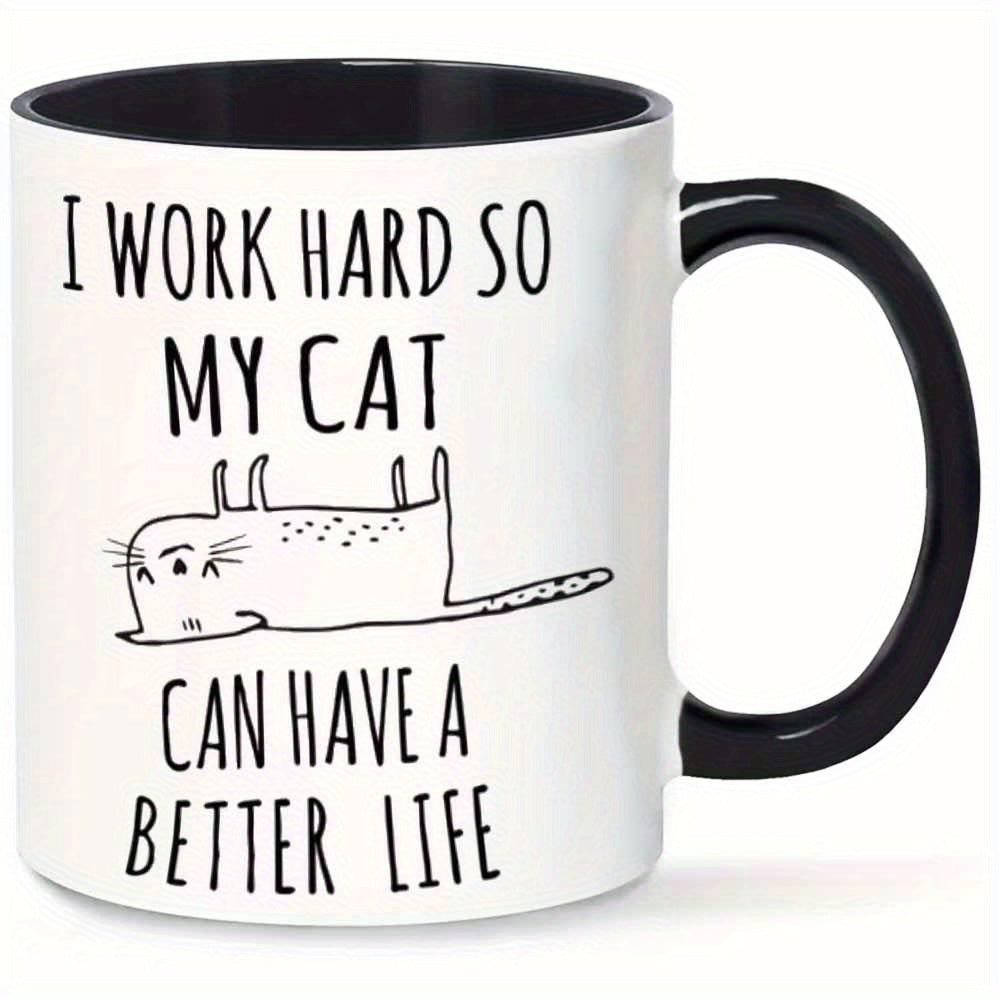 Tailorly Black Accent 11 oz Mug - cute cat face and paws
