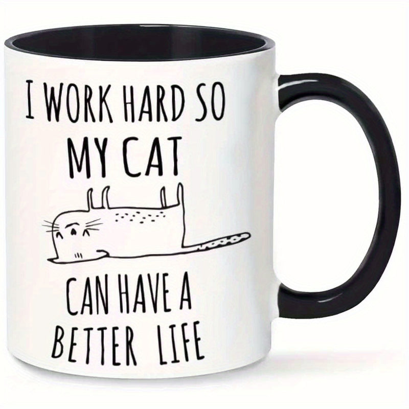 Tailorly Black Accent 11 oz Mug - cute cat face and paws