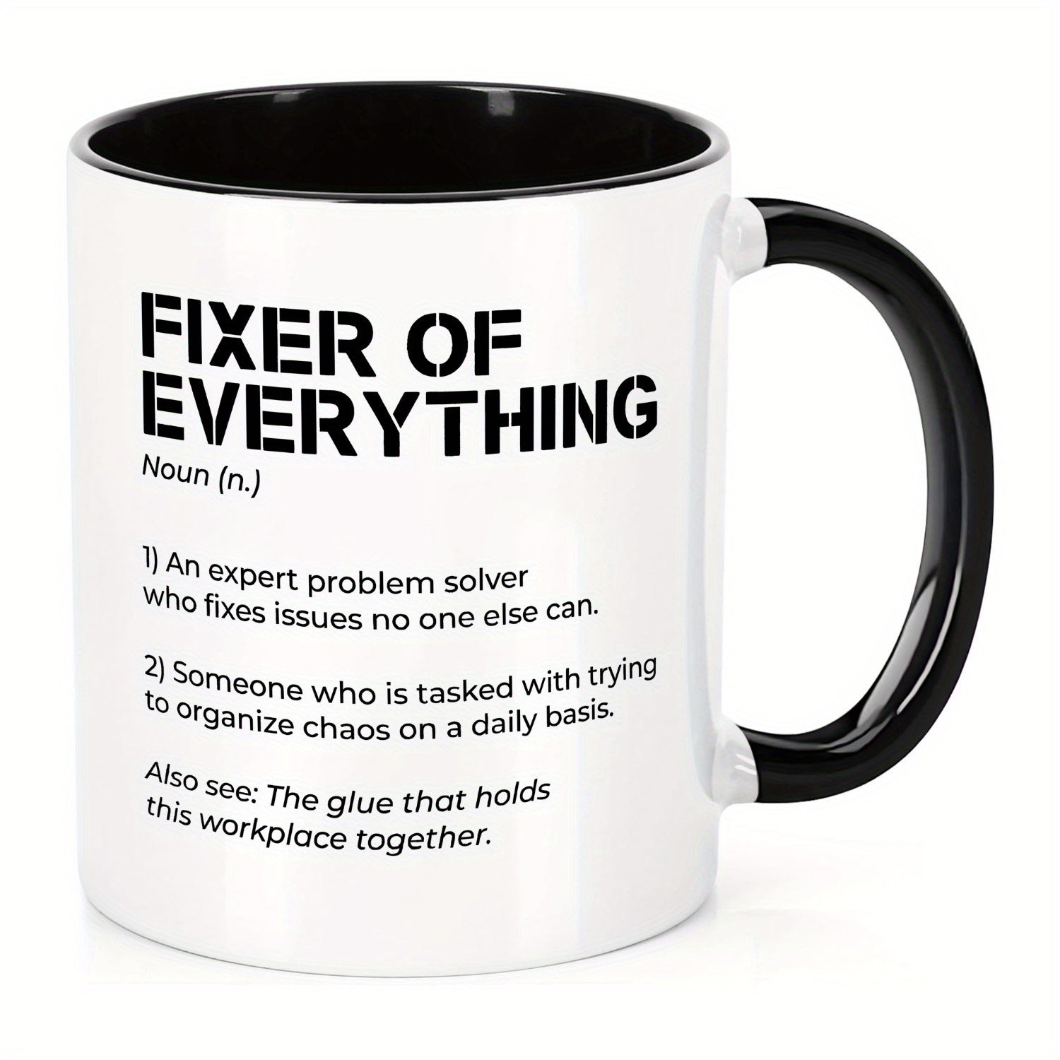 Tailorly Black Accent 11 oz Mug - humorous definition of fixer of ev