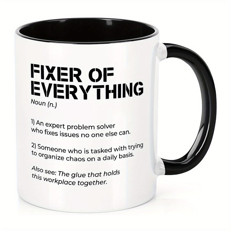 Tailorly Black Accent 11 oz Mug - humorous definition of fixer of ev
